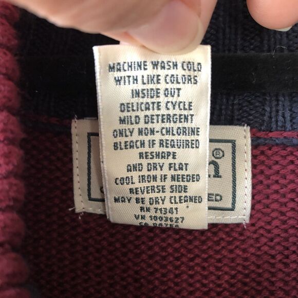 LL Bean Sweater Mens XL Maroon Mock Neck Quarter Zip Cotton Grandpa Cabin Preppy - Picture 7 of 10